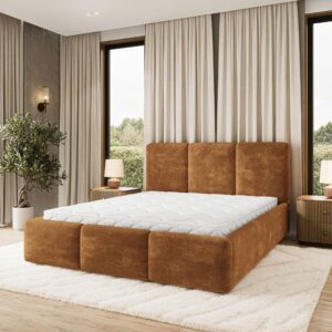 wohnli-moebel-suche-800001666892-1 POLSTERBETT MORENA LM 180x200 cm mit Bettkästen - Hellbraun Holz MASSENO Möbel > Betten > Polsterbetten Braun