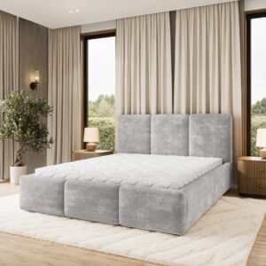 wohnli-moebel-suche-800001666913-1 POLSTERBETT MORENA LM 180x200 cm mit Bettkästen - Hellgrau Holz MASSENO Möbel > Betten > Polsterbetten Grau