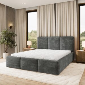 wohnli-moebel-suche-800001666967-1 POLSTERBETT MORENA LM 200x200 cm mit Bettkästen - Grau Holz MASSENO Möbel > Betten > Polsterbetten Grau