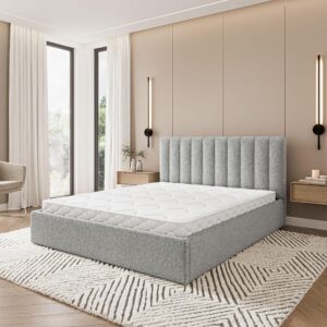 wohnli-moebel-suche-800001667073-1 POLSTERBETT DEMERA Q 200x200 cm mit Bettkästen - Hellgrau Holz MASSENO Möbel > Betten > Polsterbetten Grau
