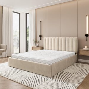 POLSTERBETT DEMERA MGV 160x200 cm mit Bettkästen - Beige Holz MASSENO Möbel > Betten > Polsterbetten Beige