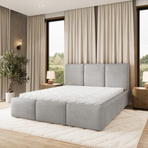 wohnli-moebel-suche-800001667089-1 POLSTERBETT MORENA MGV 200x200 cm mit Bettkästen - Hellgrau Holz MASSENO Möbel > Betten > Polsterbetten Grau