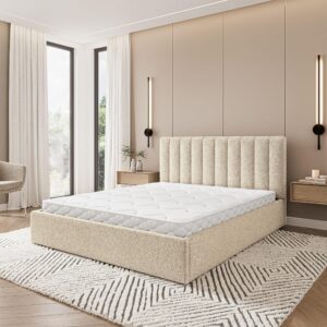 wohnli-moebel-suche-800001667116-1 POLSTERBETT DEMERA Q 160x200 cm mit Bettkästen - Creme Holz MASSENO Möbel > Betten > Polsterbetten Weiß