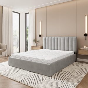 wohnli-moebel-suche-800001667140-1 POLSTERBETT DEMERA MGV 200x200 cm mit Bettkästen - Hellgrau Holz MASSENO Möbel > Betten > Polsterbetten Grau