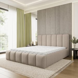 wohnli-moebel-suche-800001667173-1 POLSTERBETT ATTORA SR 140x200 cm mit Bettkästen - Beige Holz MASSENO Möbel > Betten > Polsterbetten Beige