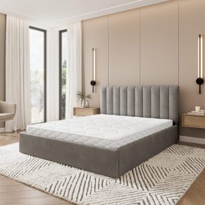 wohnli-moebel-suche-800001667185-1 POLSTERBETT DEMERA MGV 200x200 cm mit Bettkästen - Grau Holz MASSENO Möbel > Betten > Polsterbetten Grau