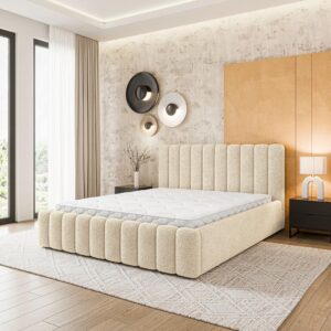 wohnli-moebel-suche-800001667249-1 POLSTERBETT DINESE Q 160x200 cm mit Bettkästen - Creme Holz MASSENO Möbel > Betten > Polsterbetten Weiß