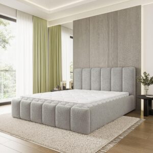 wohnli-moebel-suche-800001667256-1 POLSTERBETT ATTORA Q 120x200 cm mit Bettkästen - Hellgrau Holz MASSENO Möbel > Betten > Polsterbetten Grau