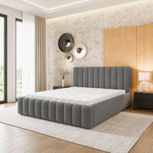 wohnli-moebel-suche-800001667259-1 POLSTERBETT DINESE Q 180x200 cm mit Bettkästen - Grau Holz MASSENO Möbel > Betten > Polsterbetten Grau