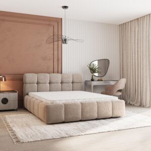 wohnli-moebel-suche-800001667264-1 POLSTERBETT FARU SR 200x200 cm mit Bettkästen - Beige Holz MASSENO Möbel > Betten > Polsterbetten Beige