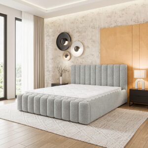 wohnli-moebel-suche-800001667281-1 POLSTERBETT DINESE Q 140x200 cm mit Bettkästen - Hellgrau Holz MASSENO Möbel > Betten > Polsterbetten Grau