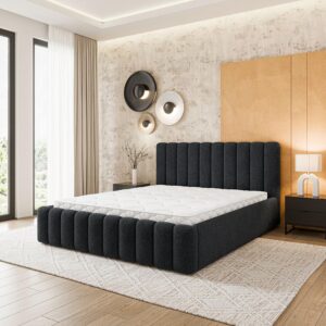 wohnli-moebel-suche-800001667356-1 POLSTERBETT DINESE Q 140x200 cm mit Bettkästen - Schwarz Holz MASSENO Möbel > Betten > Polsterbetten Schwarz