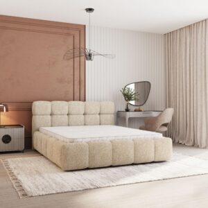 wohnli-moebel-suche-800001667390-1 POLSTERBETT FARU Q 160x200 cm mit Bettkästen - Creme Holz MASSENO Möbel > Betten > Polsterbetten Weiß