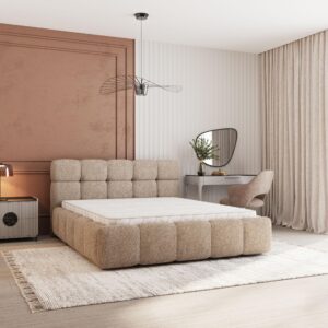 wohnli-moebel-suche-800001667497-1 POLSTERBETT FARU Q 140x200 cm mit Bettkästen - Beige Holz MASSENO Möbel > Betten > Polsterbetten Beige