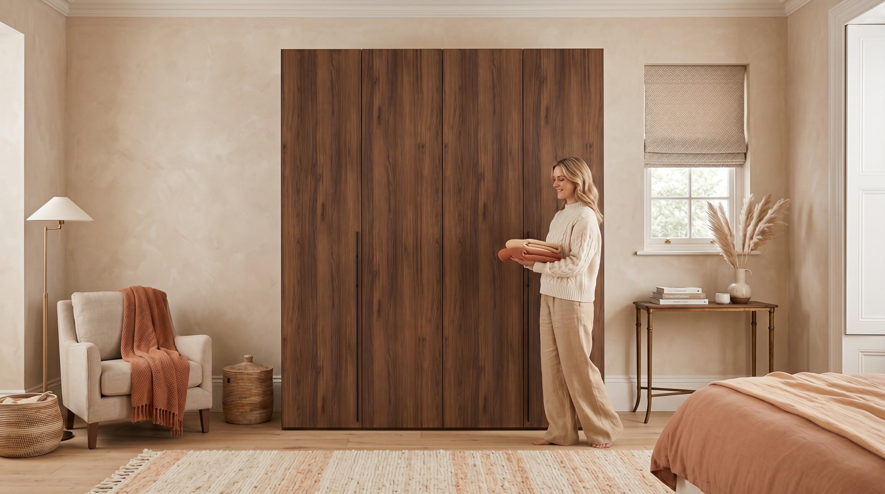 DREHTÜRENSCHRANK ANCONA 170/240/58cm 4-türig Braun Holzwerkstoff MASSENO Möbel > Schränke > Kleiderschränke > Drehtürenschränke Braun