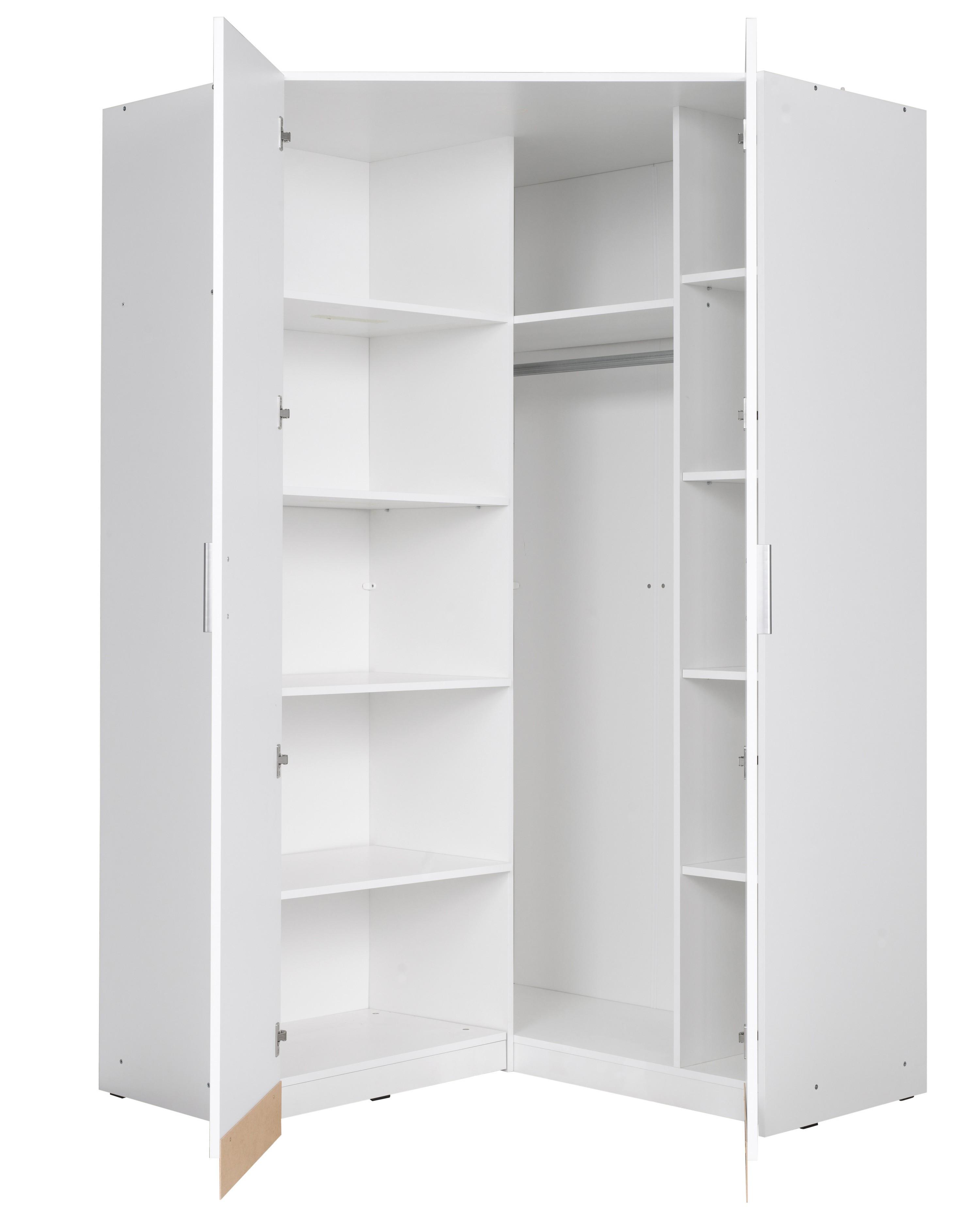 wohnli-moebel-suche-800001667876-1 DREHTÜRENSCHRANK LUGERN 117/197/117cm 2-türig Weiß Holzwerkstoff MASSENO Möbel > Schränke > Kleiderschränke > Drehtürenschränke Weiß