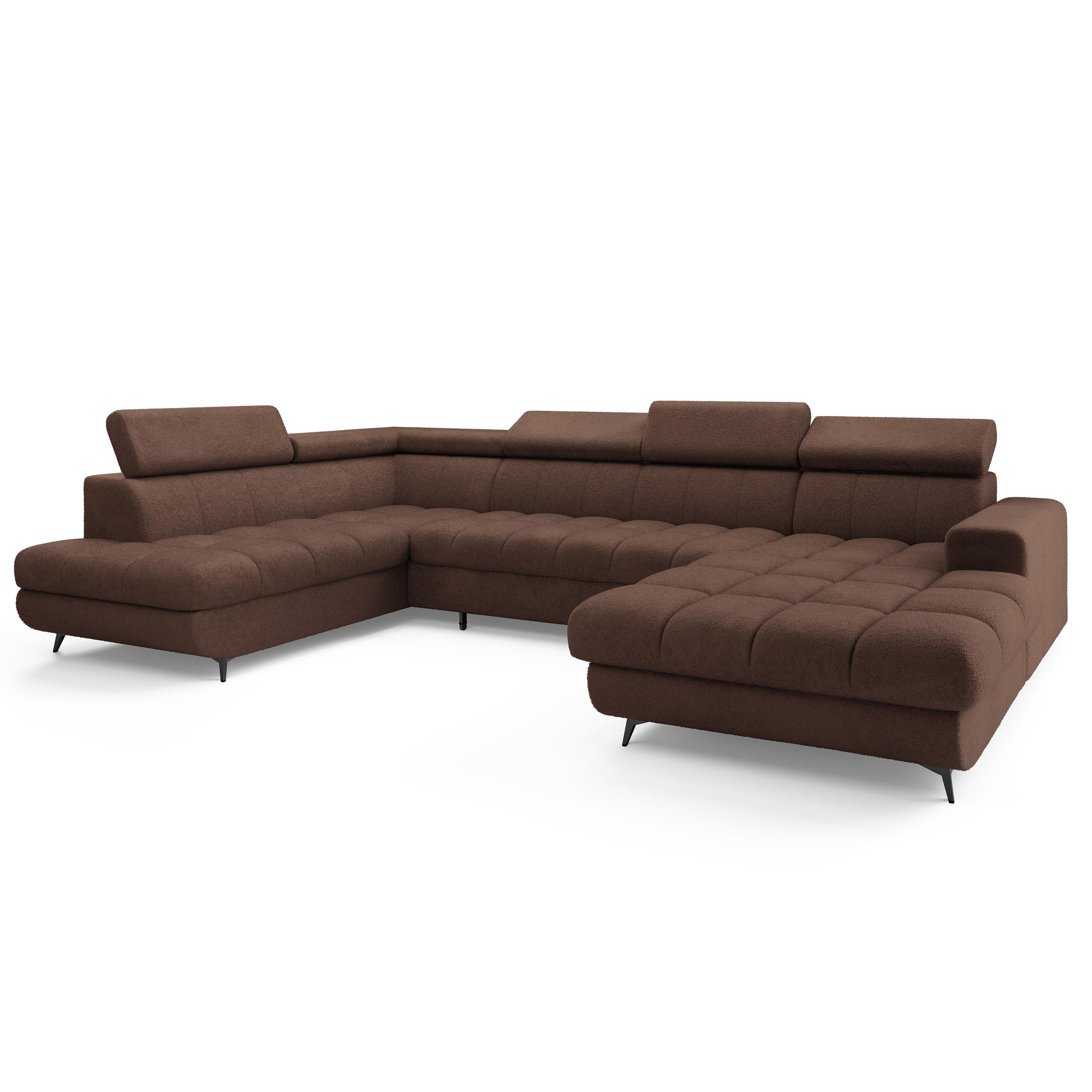Wohnli Möbelsuche - WOHNLANDSCHAFT CORENO Braun Boucle-Stoff mit Schlaffunktion