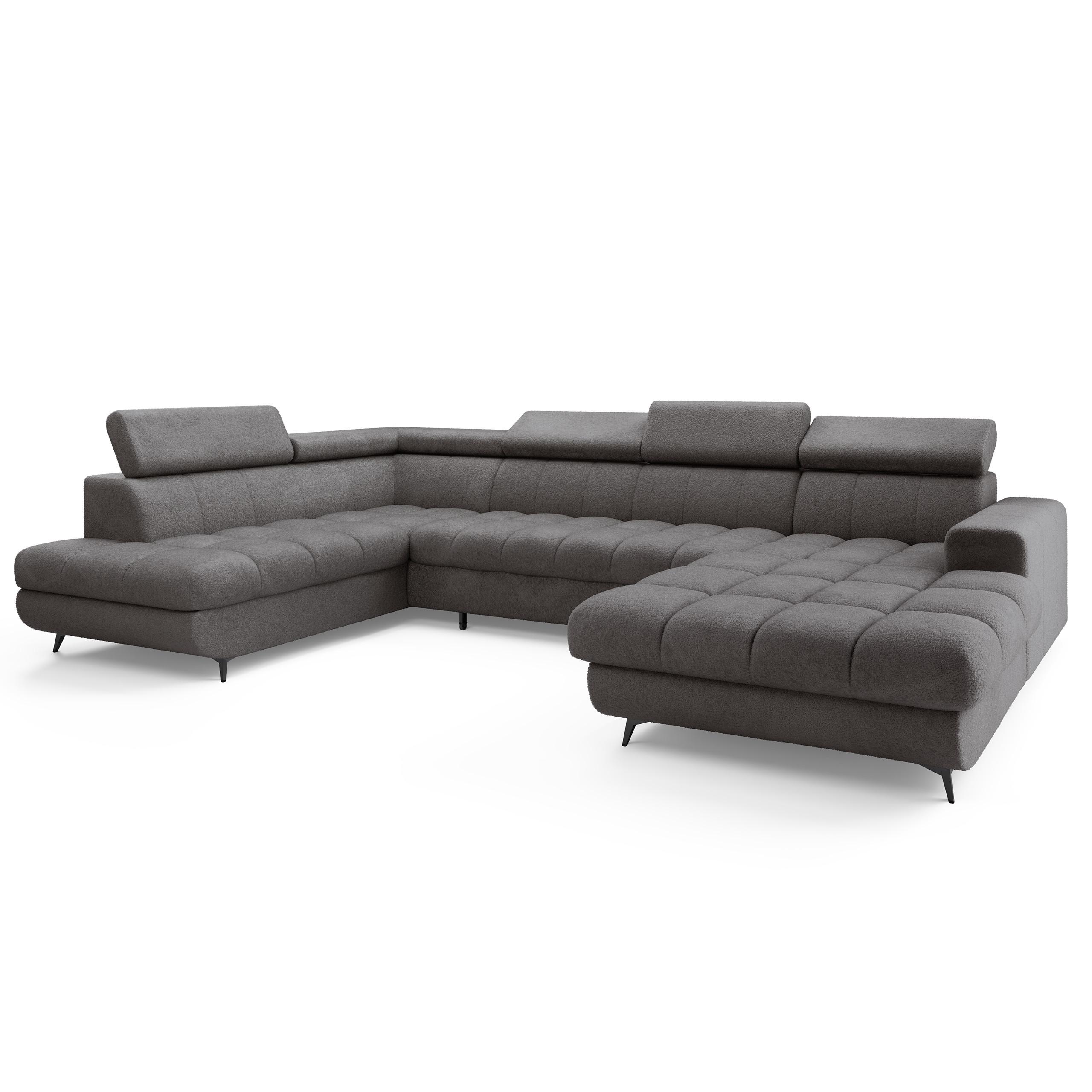 Wohnli Möbelsuche - WOHNLANDSCHAFT CORENO Grau Boucle-Stoff mit Schlaffunktion