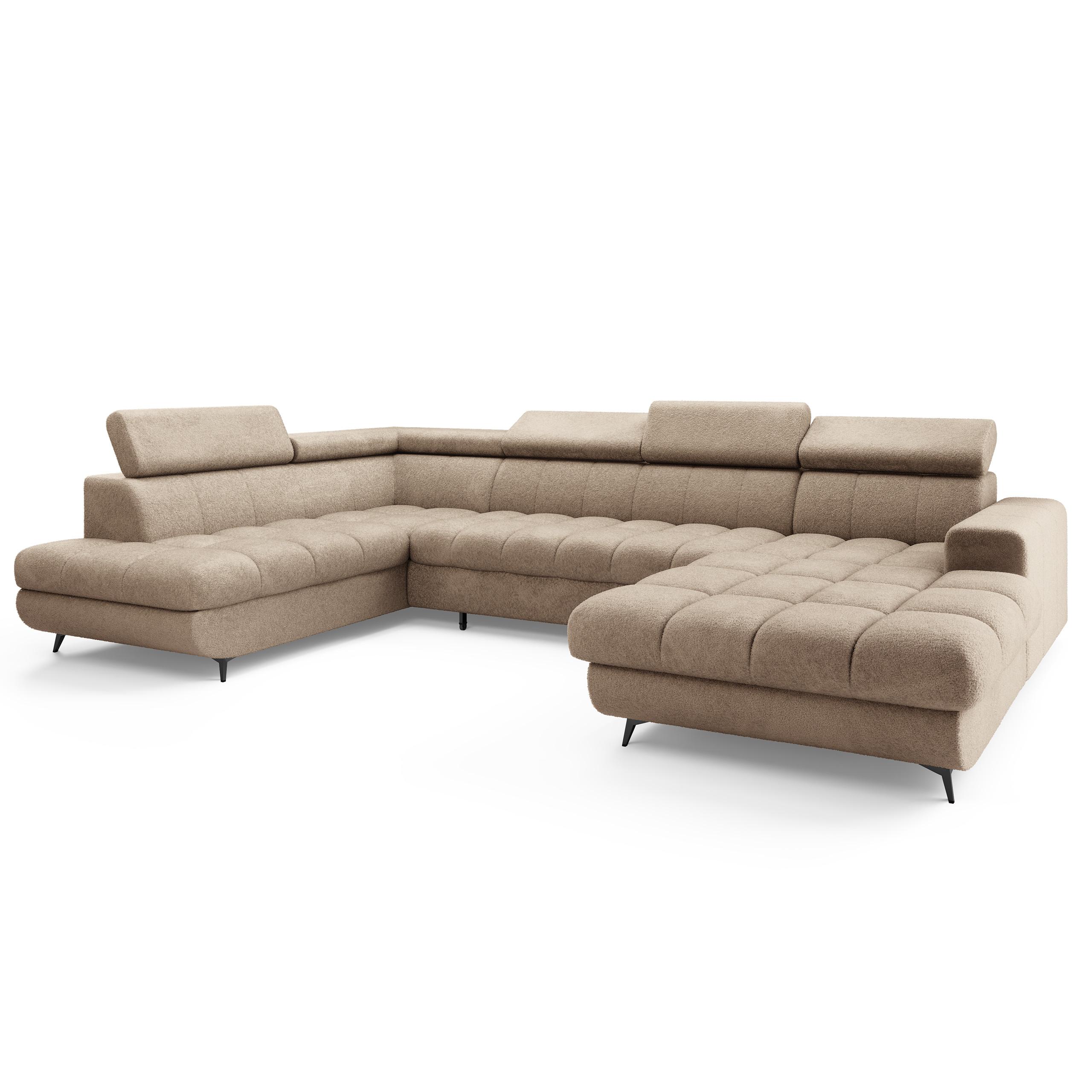 Wohnli Möbelsuche - WOHNLANDSCHAFT CORENO Beige Boucle-Stoff mit Schlaffunktion