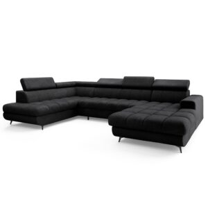 wohnli-moebel-suche-800001667961 Wohnli Möbelsuche - WOHNLANDSCHAFT CORENO Schwarz Boucle-Stoff mit Schlaffunktion