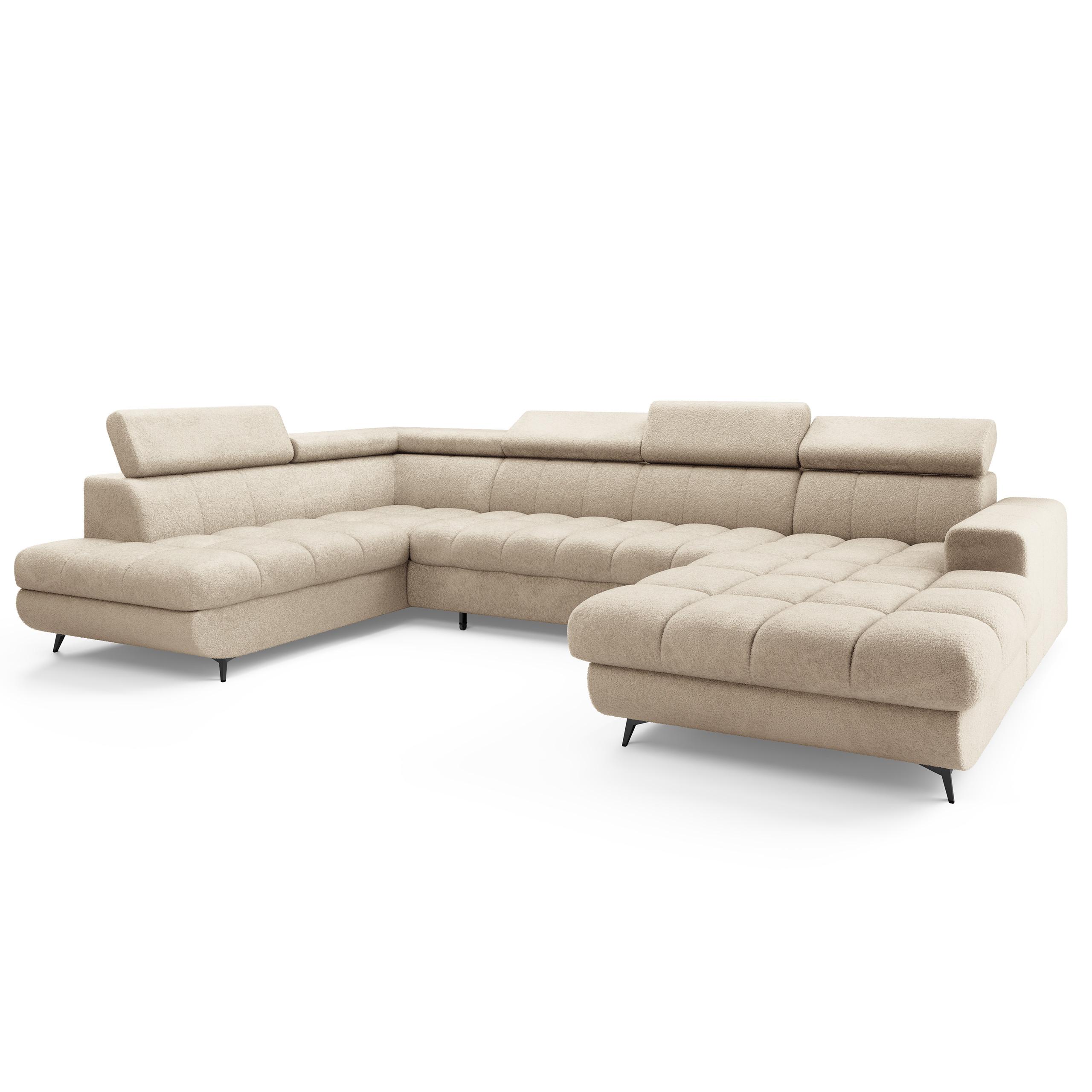 Wohnli Möbelsuche - WOHNLANDSCHAFT CORENO Creme Boucle-Stoff mit Schlaffunktion