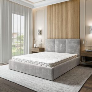 wohnli-moebel-suche-800001668049-1 POLSTERBETT AZURI 200x200 cm mit Bettkästen - Hellgrau Holz MASSENO Möbel > Betten > Polsterbetten Grau