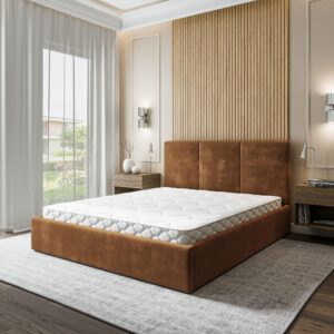 wohnli-moebel-suche-800001668123-1 POLSTERBETT AZURI 160x200 cm mit Bettkästen - Hellbraun Holz MASSENO Möbel > Betten > Polsterbetten Braun