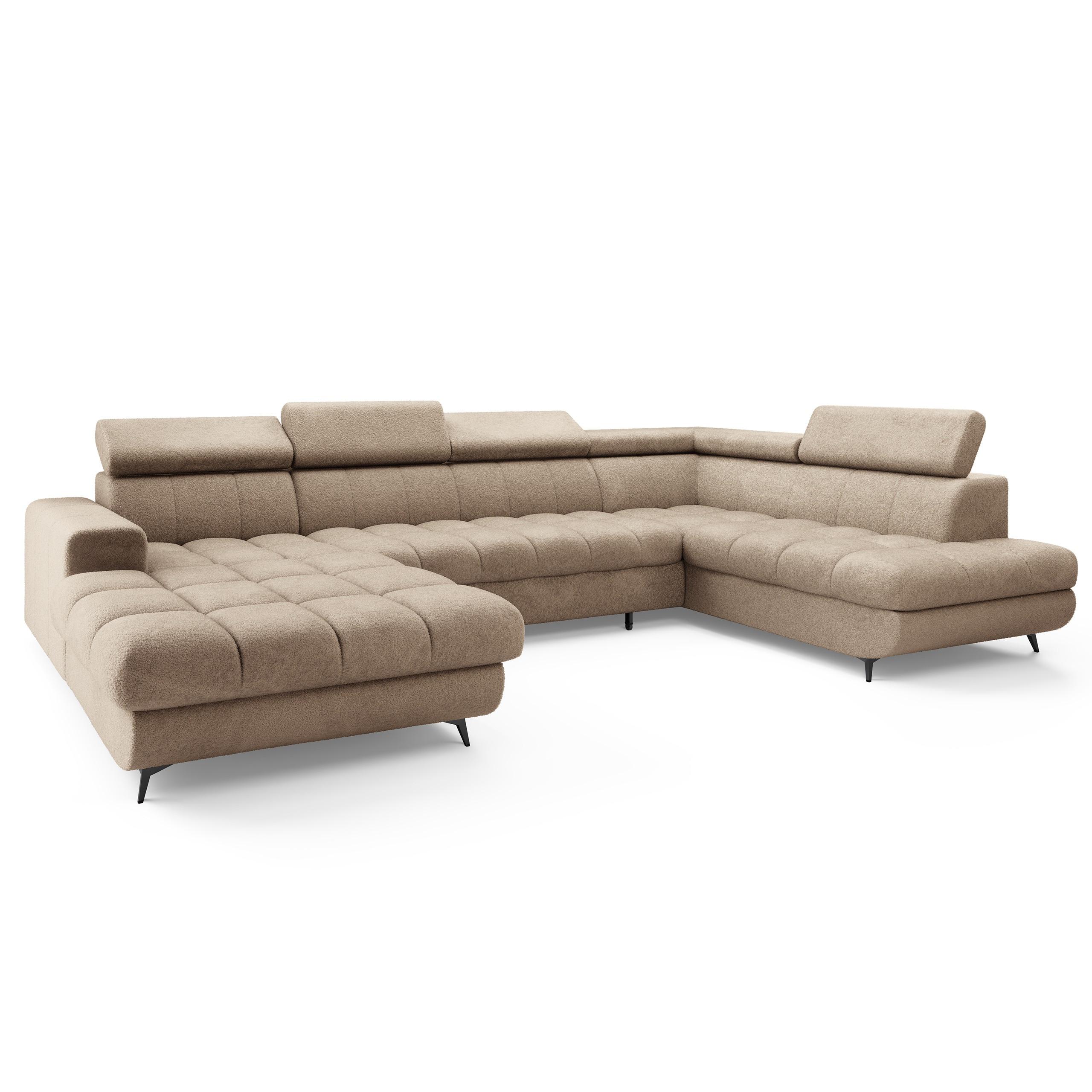 Wohnli Möbelsuche - WOHNLANDSCHAFT CORENO Beige Boucle-Stoff mit Schlaffunktion
