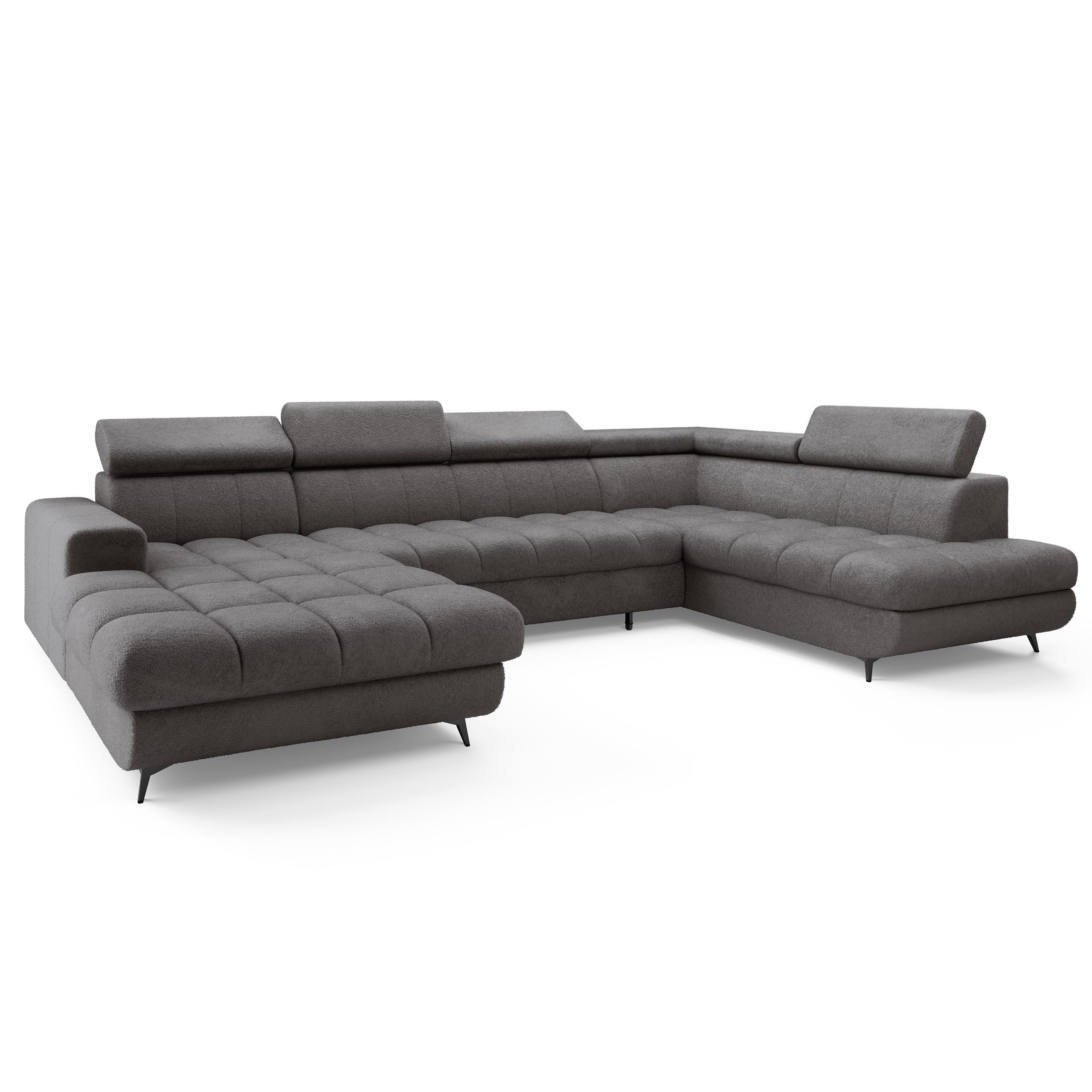 Wohnli Möbelsuche - WOHNLANDSCHAFT CORENO Grau Boucle-Stoff mit Schlaffunktion