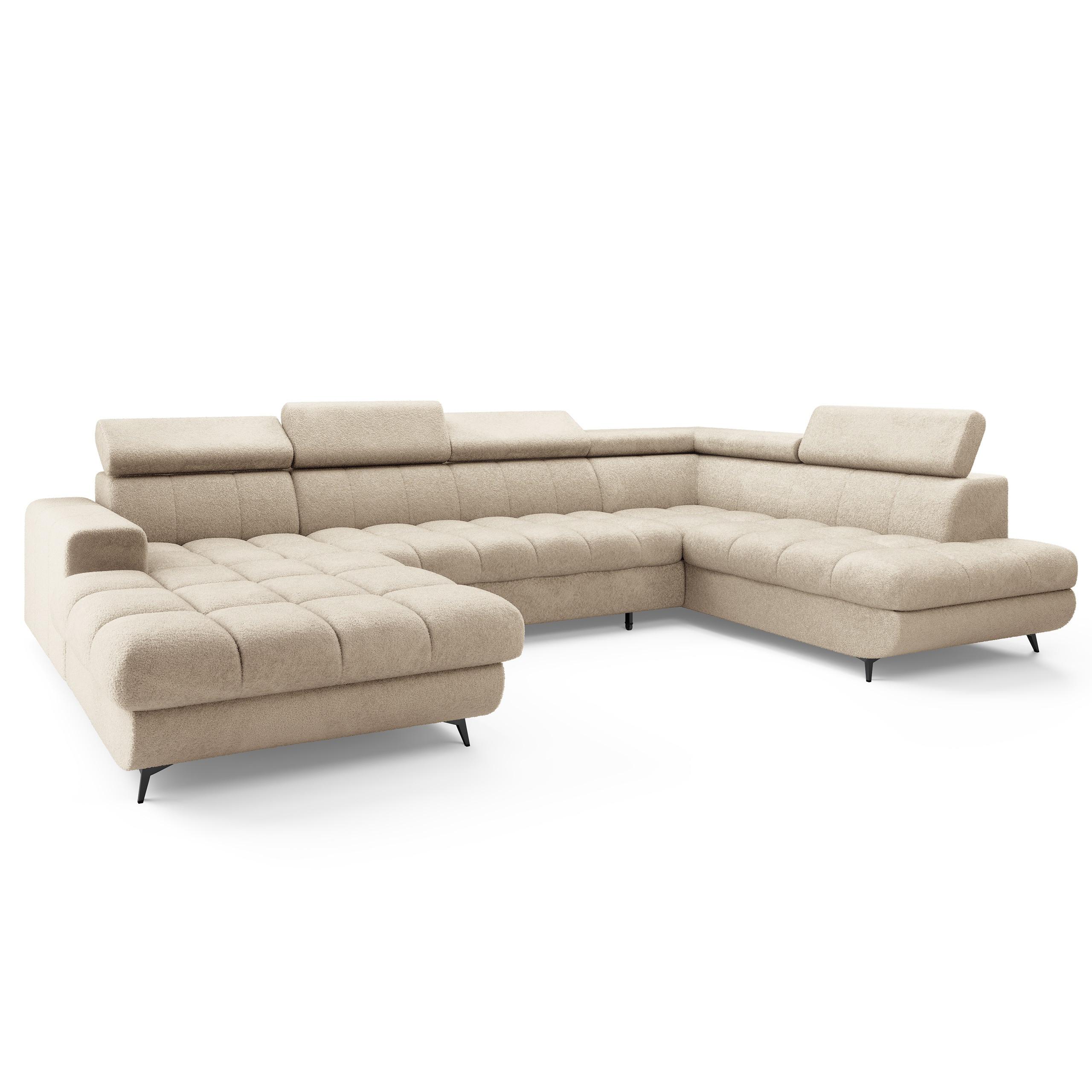 Wohnli Möbelsuche - WOHNLANDSCHAFT CORENO Creme Boucle-Stoff mit Schlaffunktion