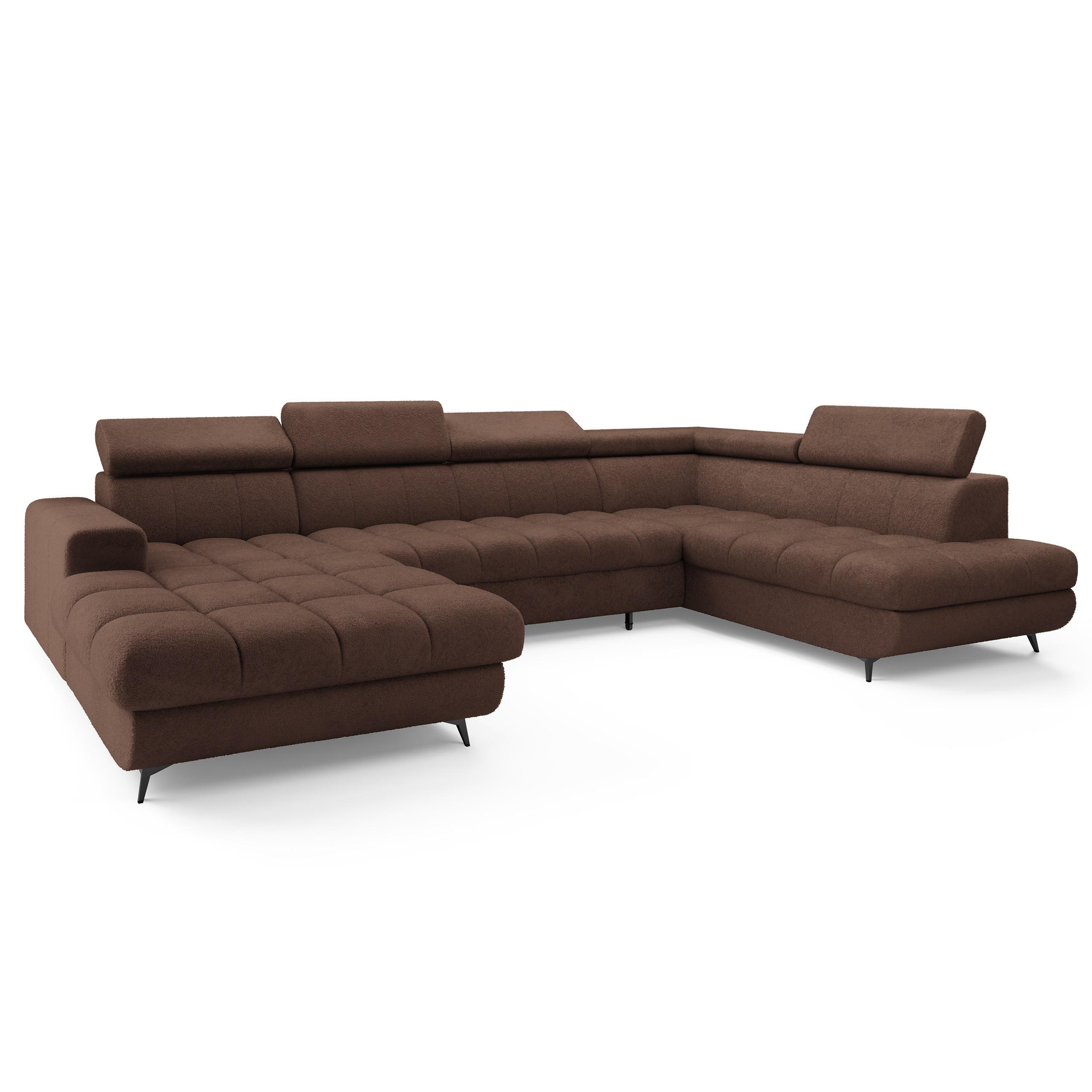 Wohnli Möbelsuche - WOHNLANDSCHAFT CORENO Braun Boucle-Stoff mit Schlaffunktion