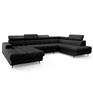 wohnli-moebel-suche-800001668144 Wohnli Möbelsuche - WOHNLANDSCHAFT CORENO Schwarz Boucle-Stoff mit Schlaffunktion