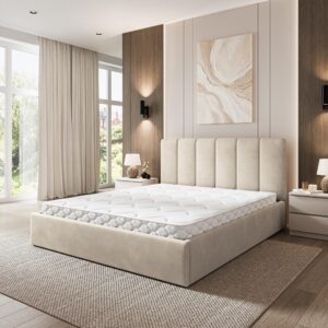wohnli-moebel-suche-800001668222-1 POLSTERBETT NEMIS 180x200 cm mit Bettkästen - Beige Holz MASSENO Möbel > Betten > Polsterbetten Beige
