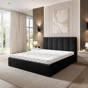 POLSTERBETT NEMIS 200x200 cm mit Bettkästen - Schwarz Holz MASSENO Möbel > Betten > Polsterbetten Schwarz
