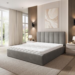 POLSTERBETT NEMIS 200x200 cm mit Bettkästen - Grau Holz MASSENO Möbel > Betten > Polsterbetten Grau