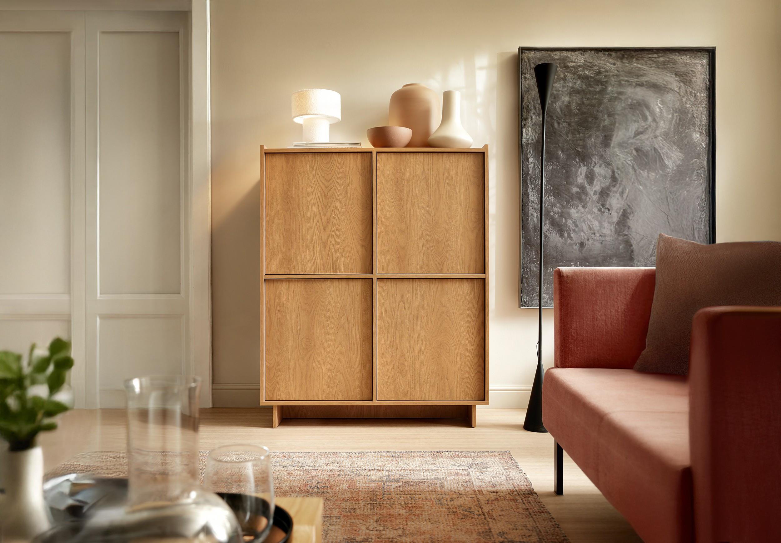 wohnli-moebel-suche-800001668398-1 KOMMODE ZENITH 98/124/39cm mit Schubladen 4 Türen Braun Holzwerkstoff MASSENO Möbel > Kommoden & Schubladenschränke > Kommoden Braun
