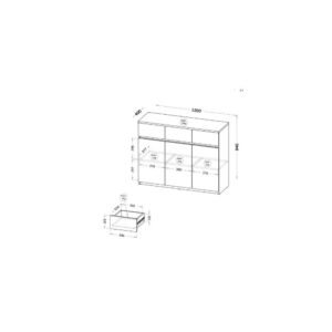 wohnli-moebel-suche-800001668410-1 KOMMODE KRYOS 120/94/40cm mit 3 Schubladen 3 Türen Weiß Holzwerkstoff MASSENO Möbel > Kommoden & Schubladenschränke > Kommoden Weiß