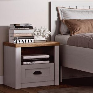 wohnli-moebel-suche-800001668978-1 NACHTTISCH Léandre Weiß und Holz Holzwerkstoff Petits-meubles Möbel > Kommoden & Schubladenschränke > Nachttische Weiß