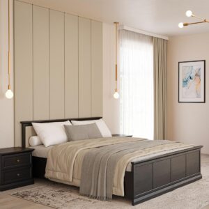 BETT 160/200 Toja Anthrazitfarbenes Holz Holzwerkstoff Petits-meubles Möbel > Betten Braun