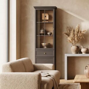 wohnli-moebel-suche-800001668993-1 VITRINE Toja Anthrazitfarbenes Holz Holzwerkstoff Petits-meubles Möbel > Schränke > Vitrinen Braun