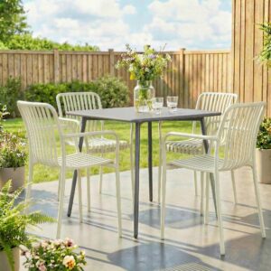 GARTENSTÜHLE 4er Set Kunststoff Cremeweiß Kunststoff Outsunny Garten & Outdoor > Gartenmöbel > Gartenstühle Weiß