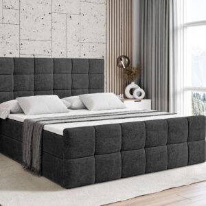 wohnli-moebel-suche-800001692334-1 BOXBETT BRUGO-Z - 200 x 200 - H4 - Schwarz Holzwerkstoff ALTDECOR Möbel > Betten > Boxspringbetten Schwarz