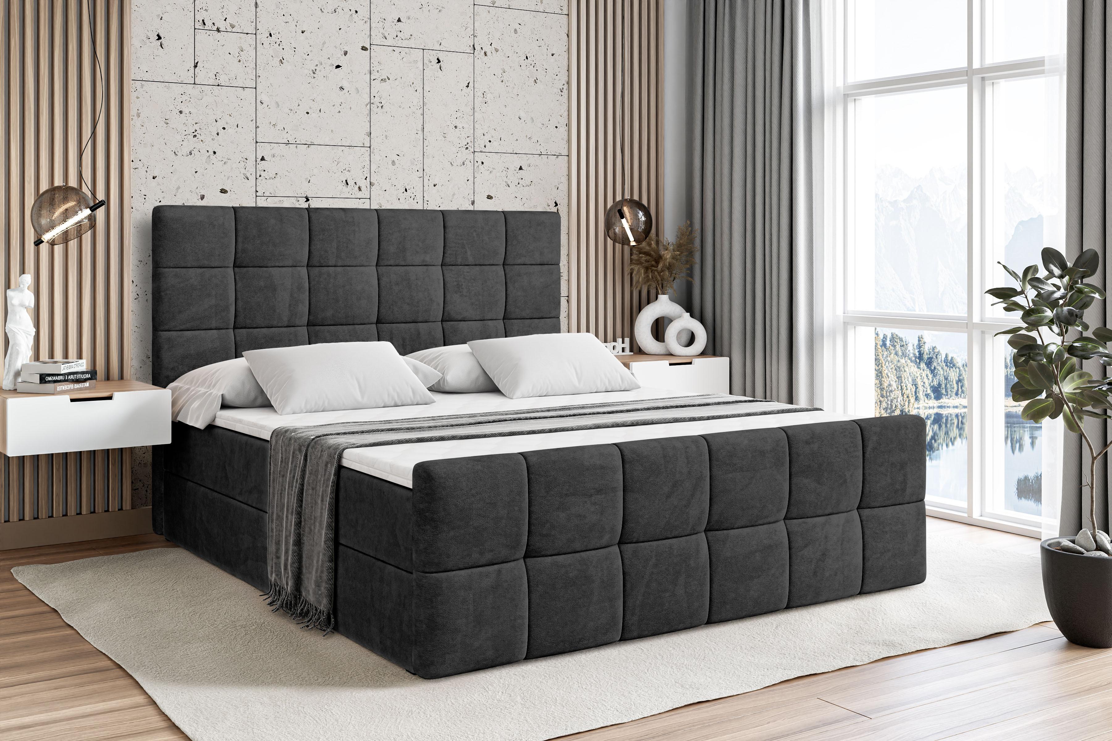 wohnli-moebel-suche-800001692334-1 BOXBETT BRUGO-Z - 200 x 200 - H4 - Schwarz Holzwerkstoff ALTDECOR Möbel > Betten > Boxspringbetten Schwarz