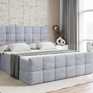 BOXBETT BRUGO-Z - 120 x 200 - H3 - Hellgrau Holzwerkstoff ALTDECOR Möbel > Betten > Boxspringbetten Grau