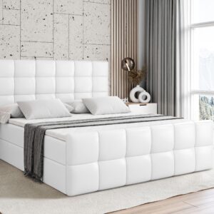 BOXBETT BRUGO-Z - 160 x 200 - H3 - Weiß Hochglanz Holzwerkstoff ALTDECOR Möbel > Betten > Boxspringbetten Weiß