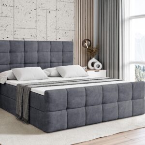 wohnli-moebel-suche-800001692466-1 BOXBETT BRUGO-Z - 140 x 200 - H4 - Dunkelgrau Holzwerkstoff ALTDECOR Möbel > Betten > Boxspringbetten Grau