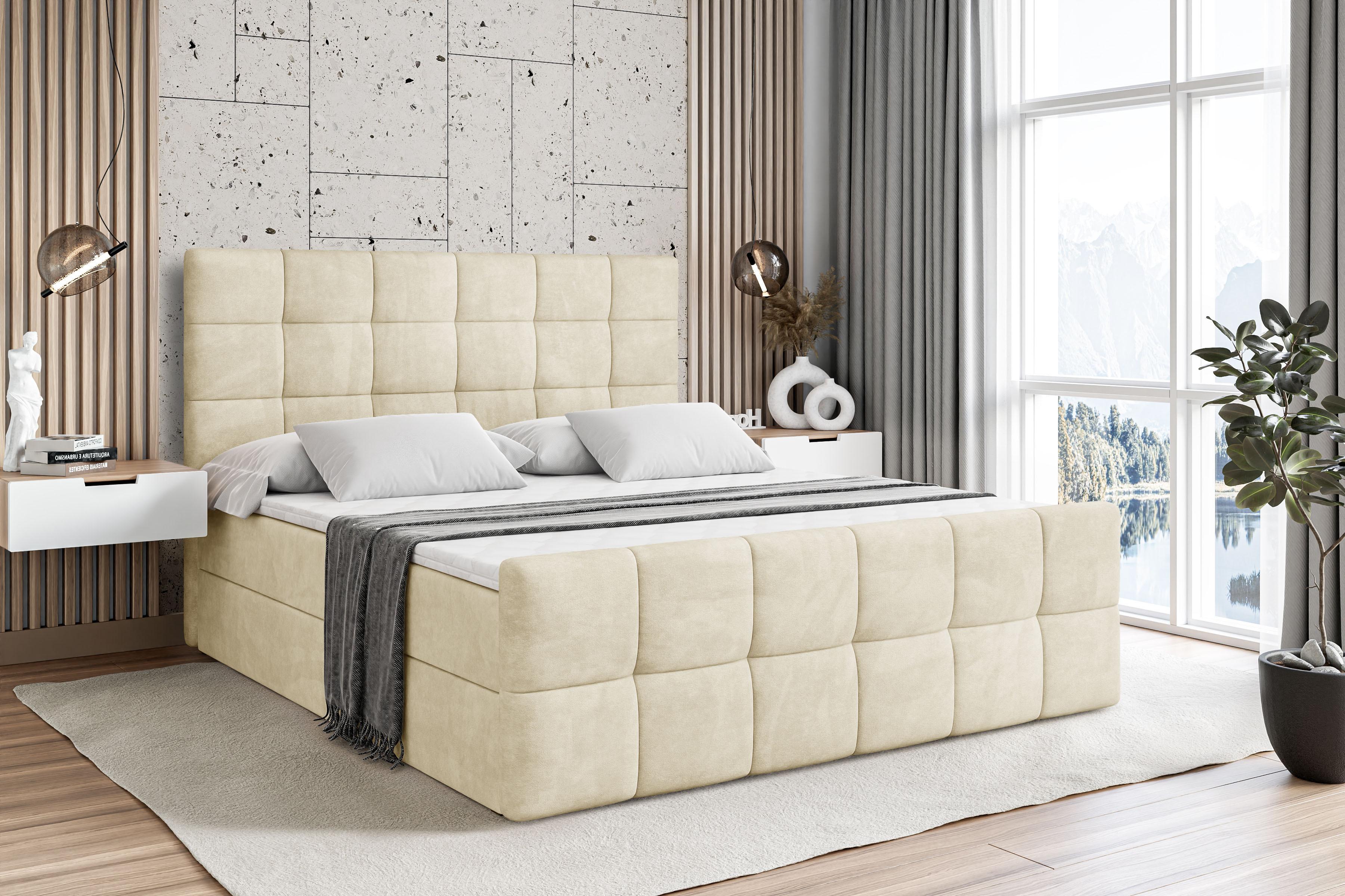 wohnli-moebel-suche-800001692478-1 BOXBETT BRUGO-Z - 180 x 200 - H3 - Beige Holzwerkstoff ALTDECOR Möbel > Betten > Boxspringbetten Beige