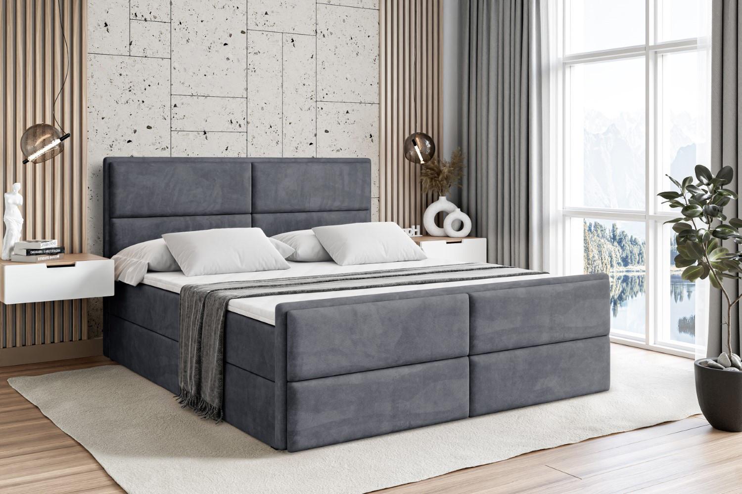 BOXBETT AURA-Z - 120 x 200 - H3 - Dunkelgrau Holzwerkstoff ALTDECOR Möbel > Betten > Boxspringbetten Grau