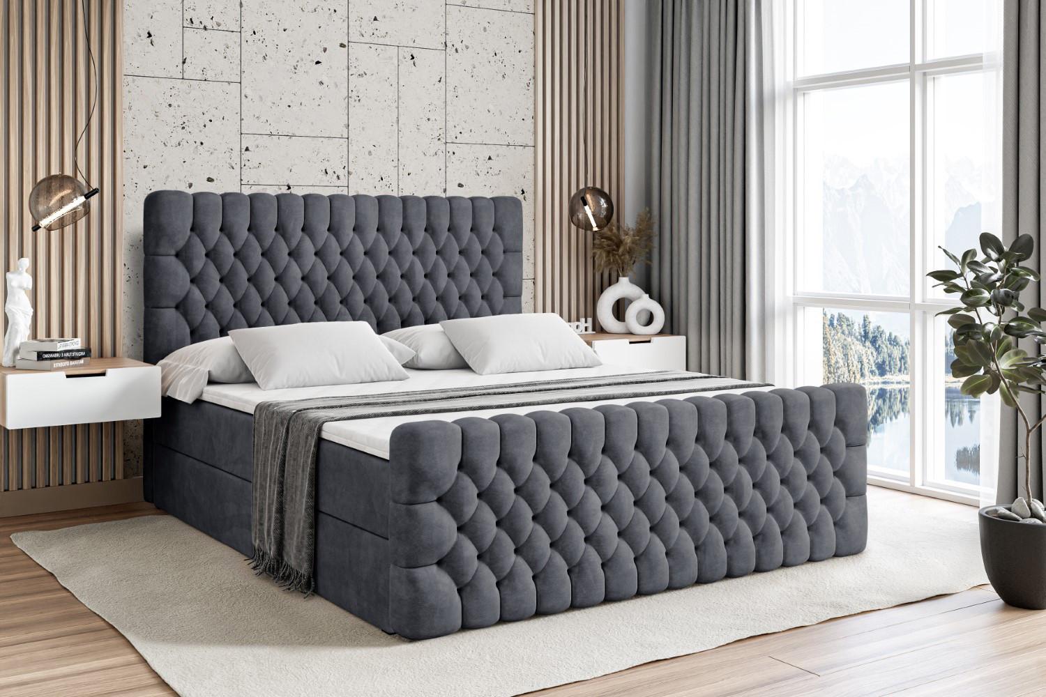 BOXBETT SERENE-Z - 200 x 200 - H3 - Dunkelgrau Holzwerkstoff ALTDECOR Möbel > Betten > Boxspringbetten Grau