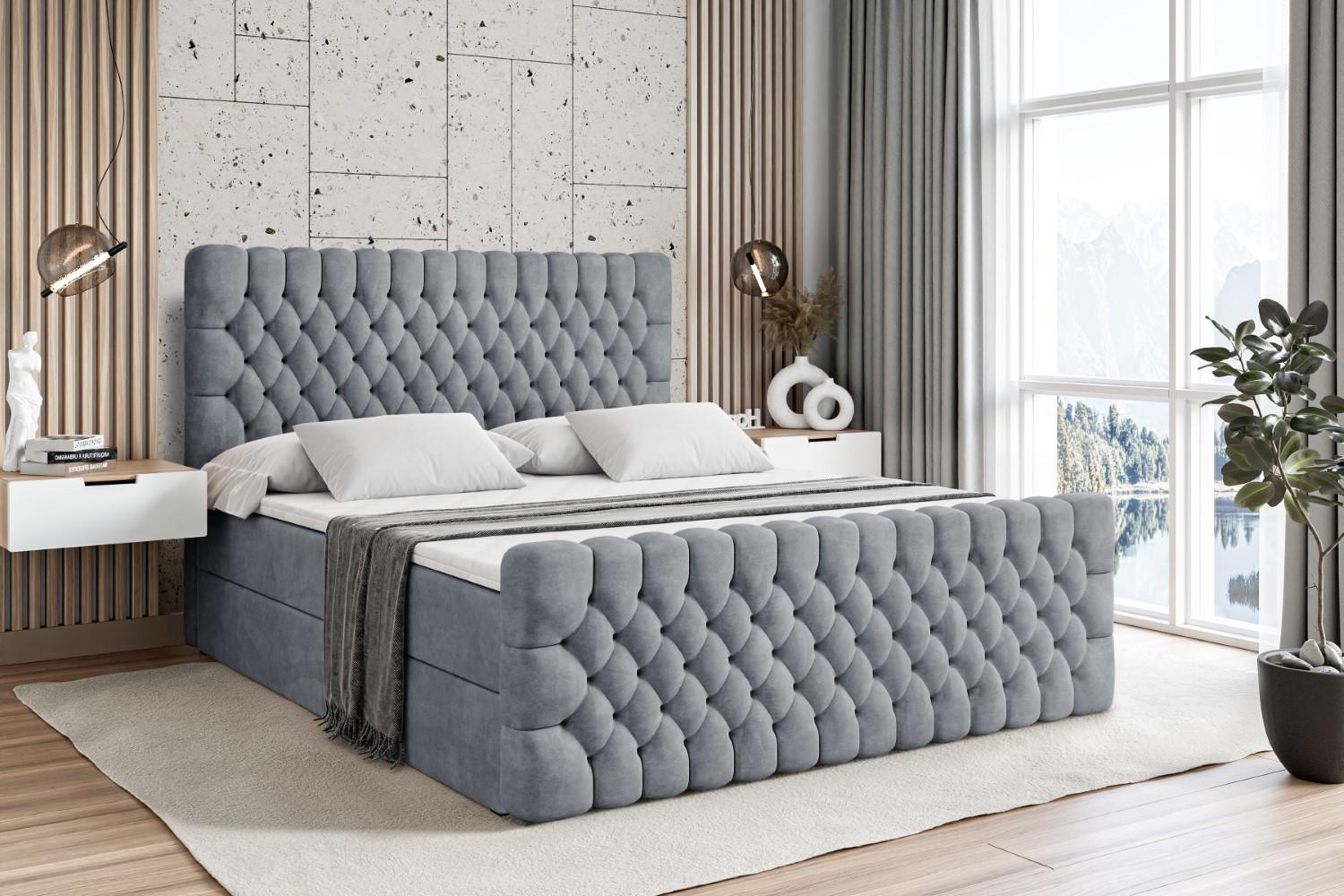 BOXBETT SERENE-Z - 140 x 200 - H4 - Grau Holzwerkstoff ALTDECOR Möbel > Betten > Boxspringbetten Grau